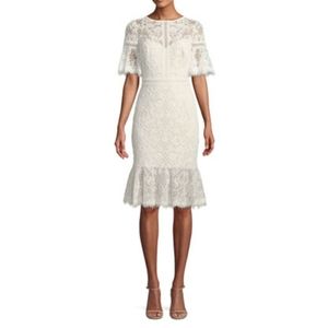 Tadashi Shoji Fluted Floral-Lace Dress Size 16